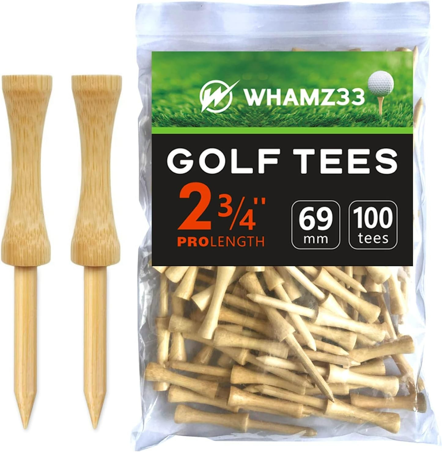 100 Pack Bamboo Step Down Golf Tees - Durable & Eco-Friendly Performance