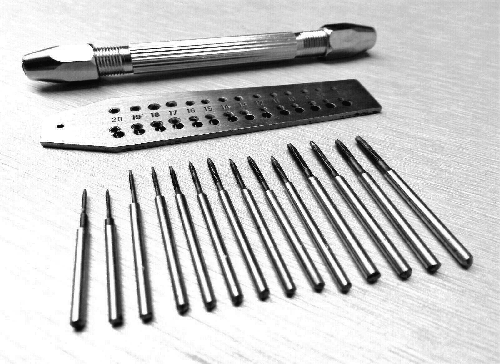 Mini Tap and Die Set 14 Taps & Screwplate & Pin Vise Set 0.7-2mm Jewelry Making