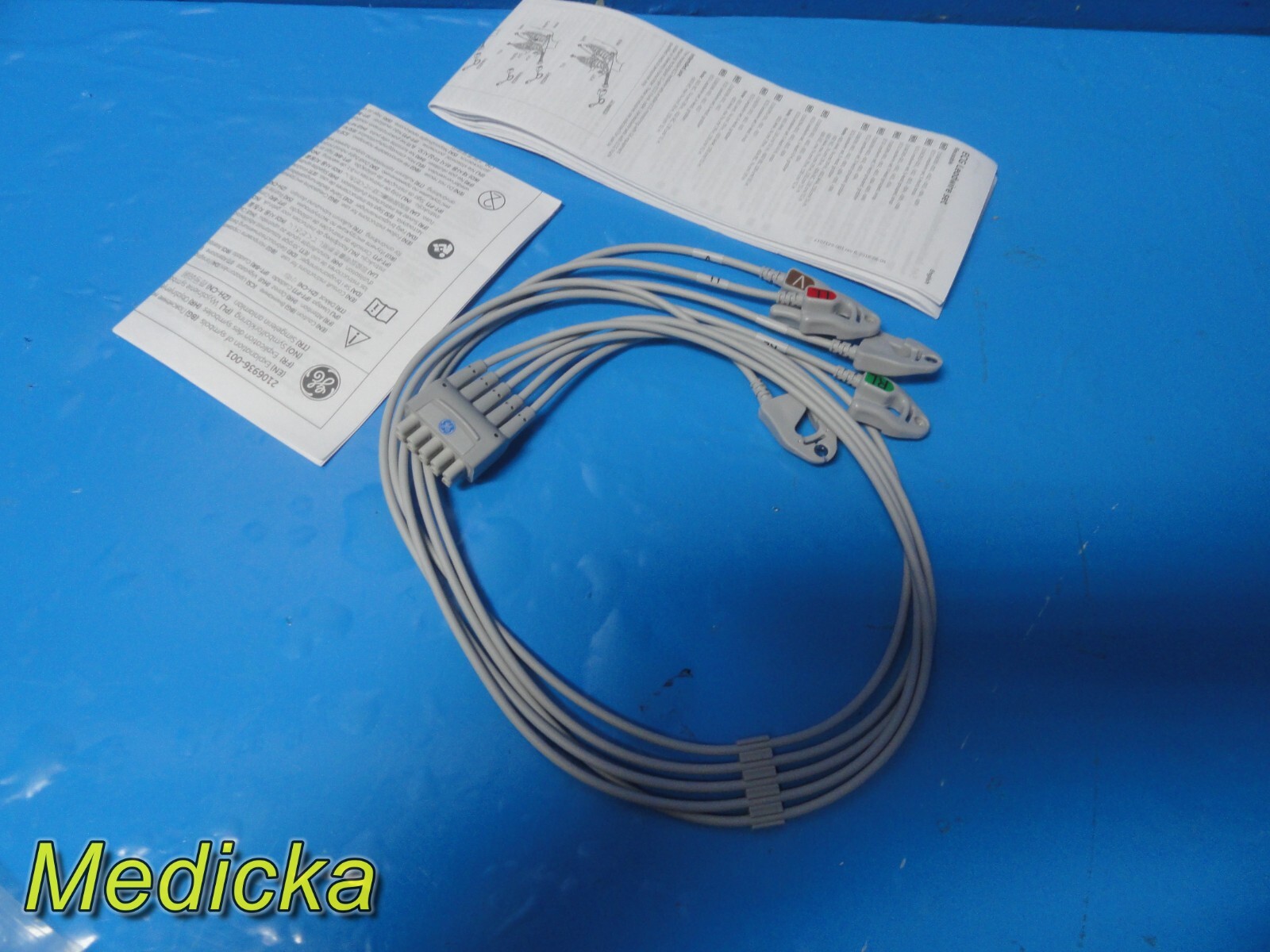 GE Healthcare 2106389-001 ECG Lead Wire Set, 5-Leads, Grabber, AHA, 74 cm ~33720
