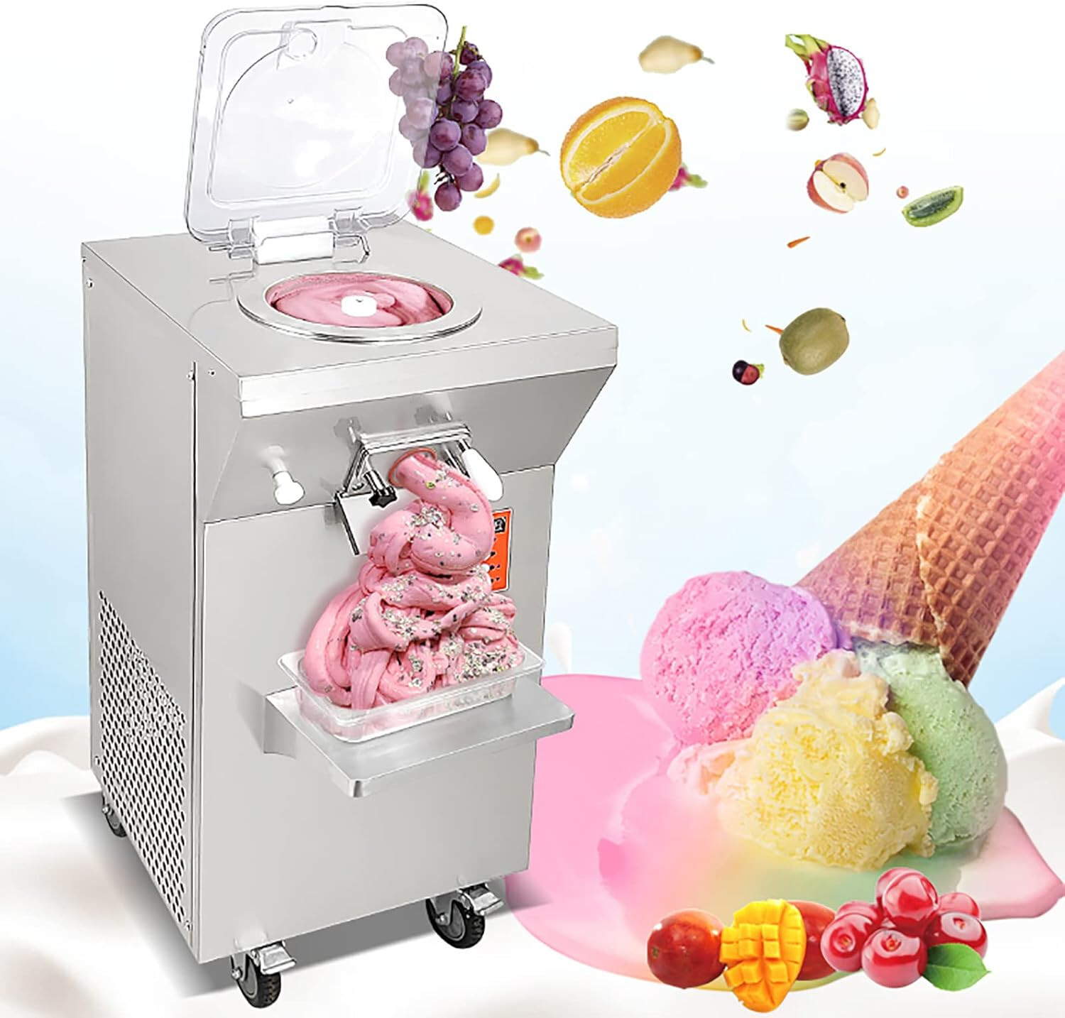 Kolice Vertical feed+mix Gelato hard ice cream machine,25-30L/ hour （18-25 min）