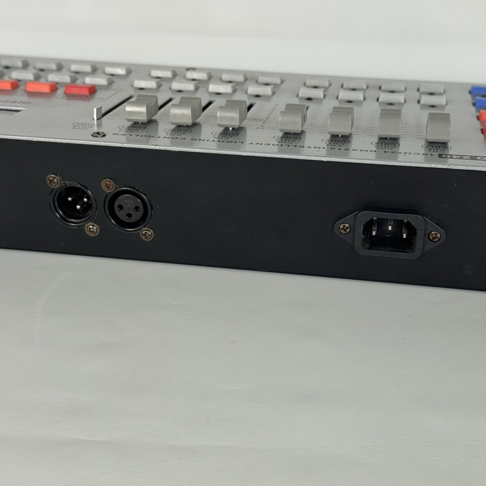 Disco 240 DMX512 stage lighting controller. Fader and joystick control sequencer