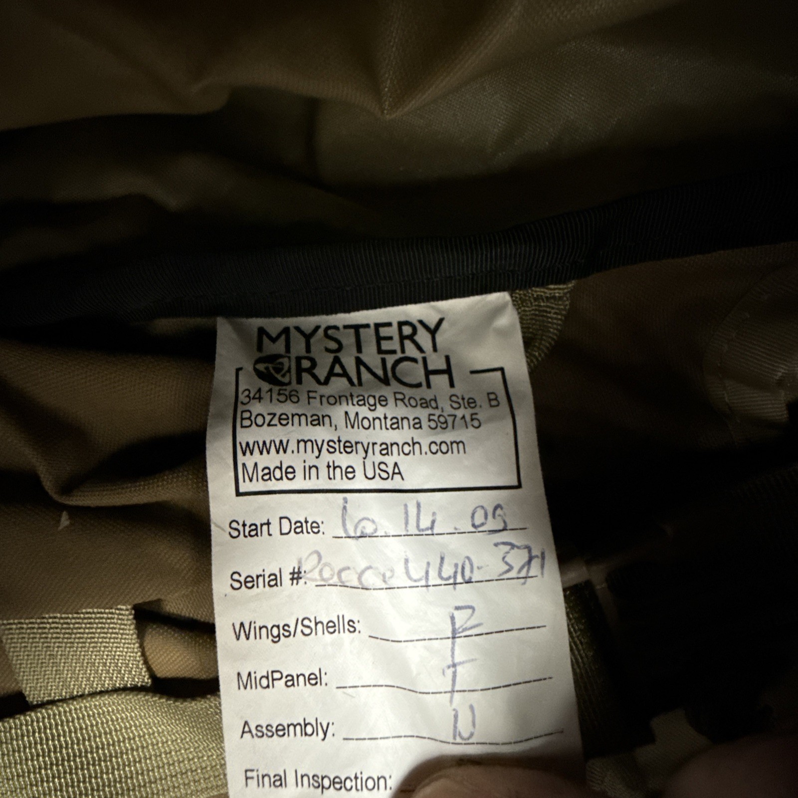 New Dead Stock Mystery Ranch 6500 Recce Tactiplane Rucksack Field Pack Coyote