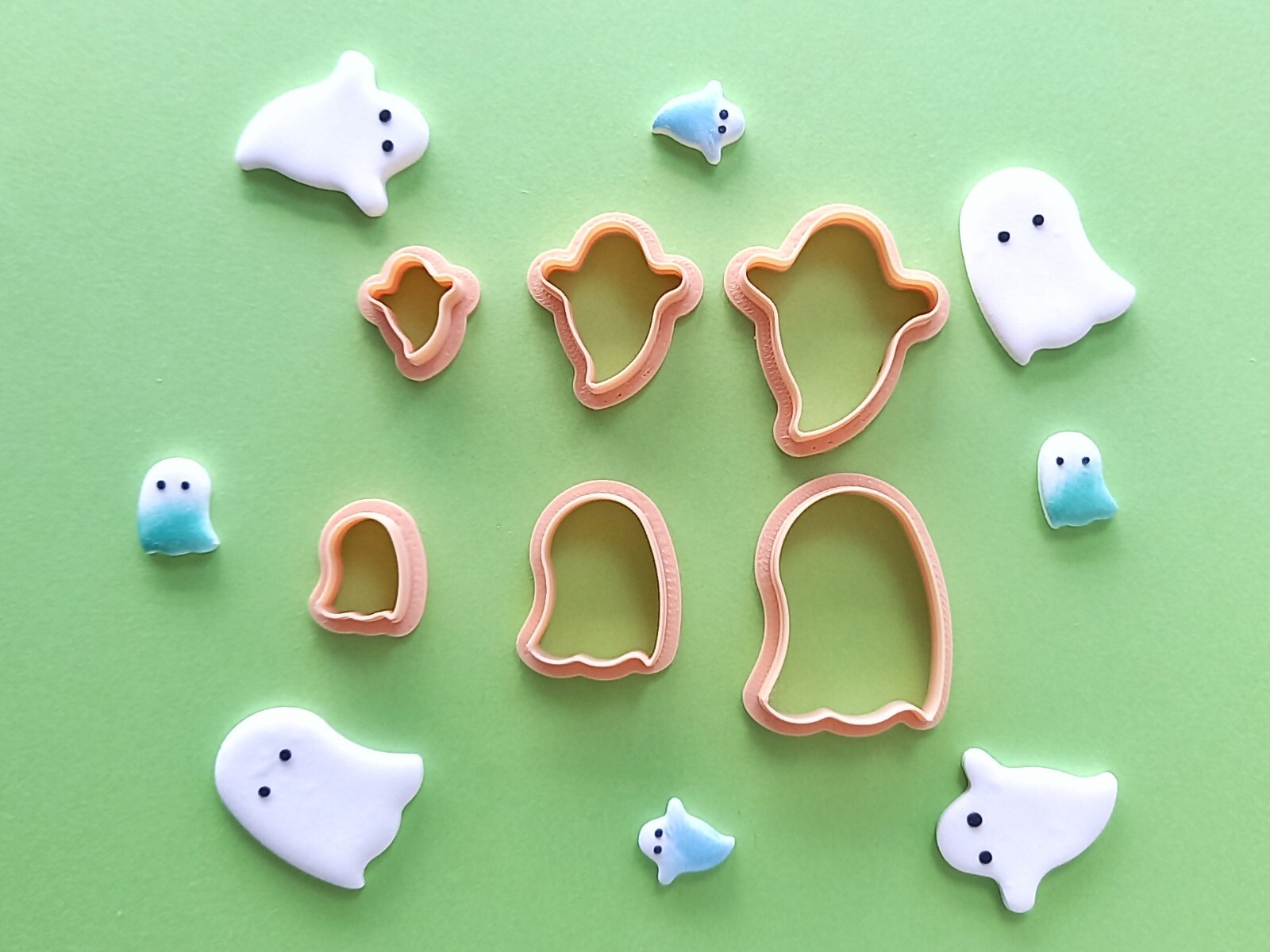 Halloween Ghost Polymer Clay Cutters | Pumpkin Hat Bat Skull | Maxi Set Mini