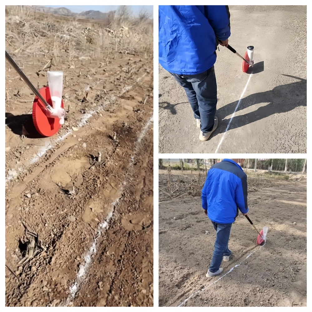 Portable Dry Line Marking Machine Semi-Automatic Ball Field Chalker & Wheels{