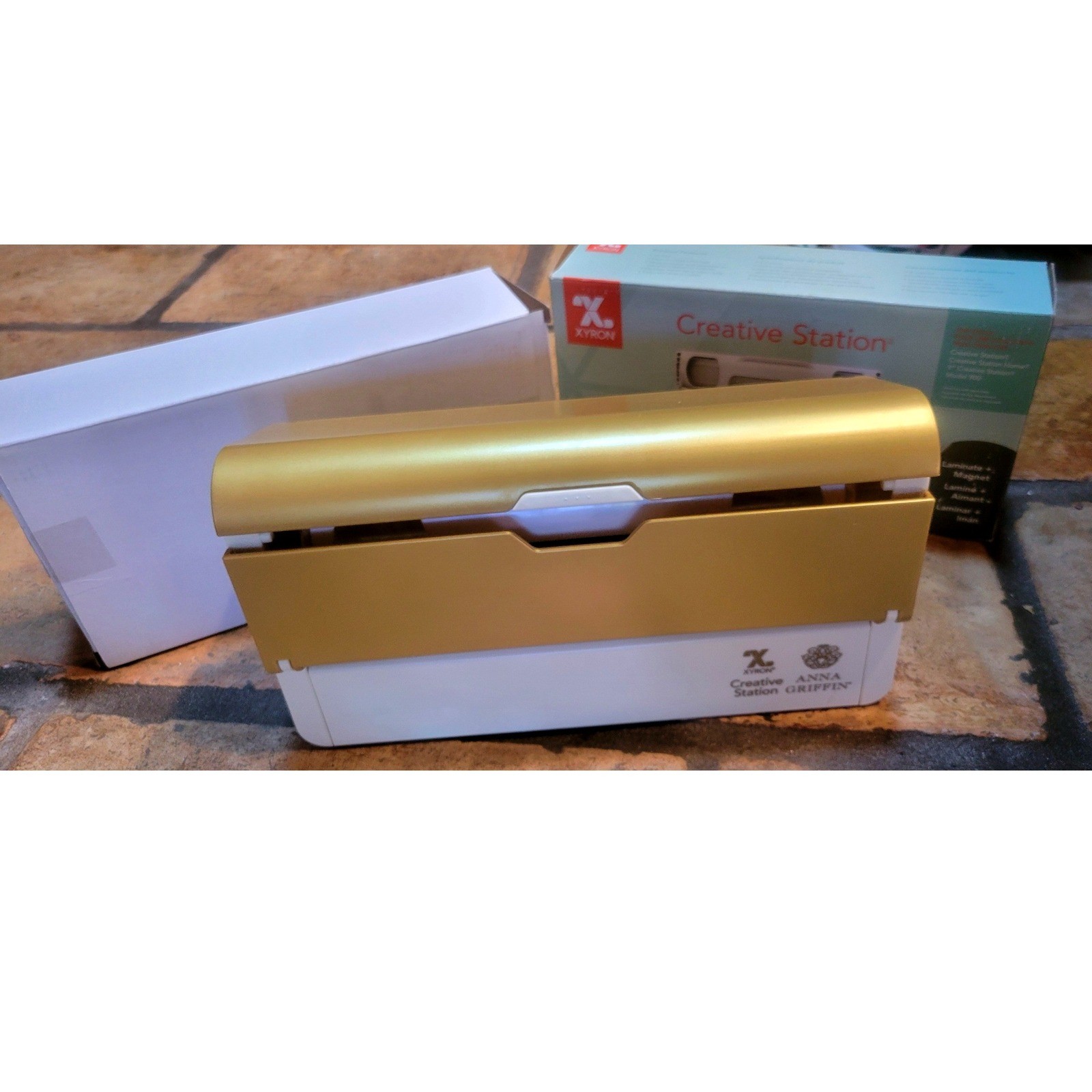 Xyron Anna Griffin Creative Station Plus Gold with Magnet and Adhesive Refills