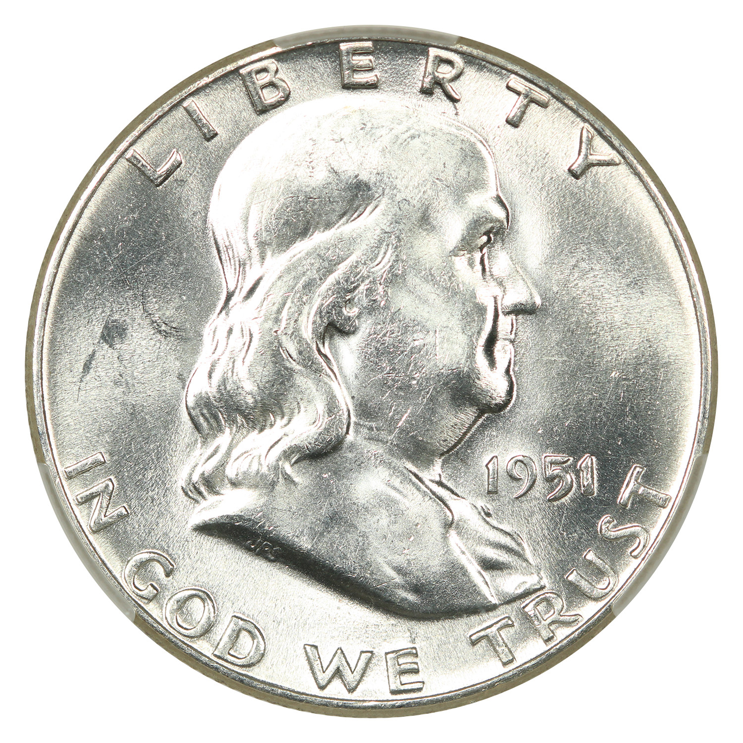 1951 50C CACG AU58 - Franklin Half Dollar