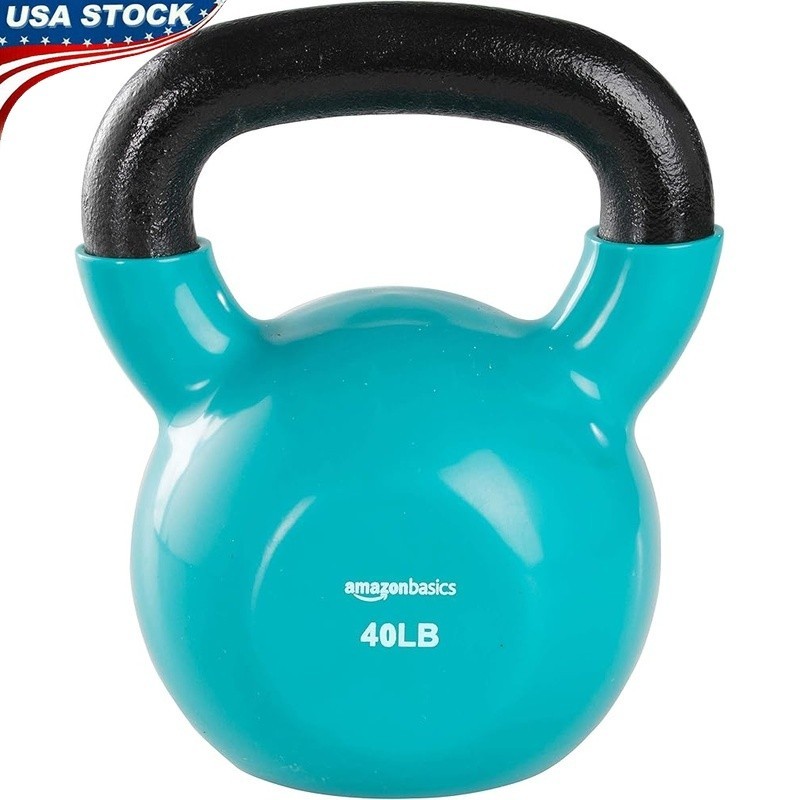 40lb Kettlebell Cast Iron Weight Vinyl Coated Strength Training Fitness