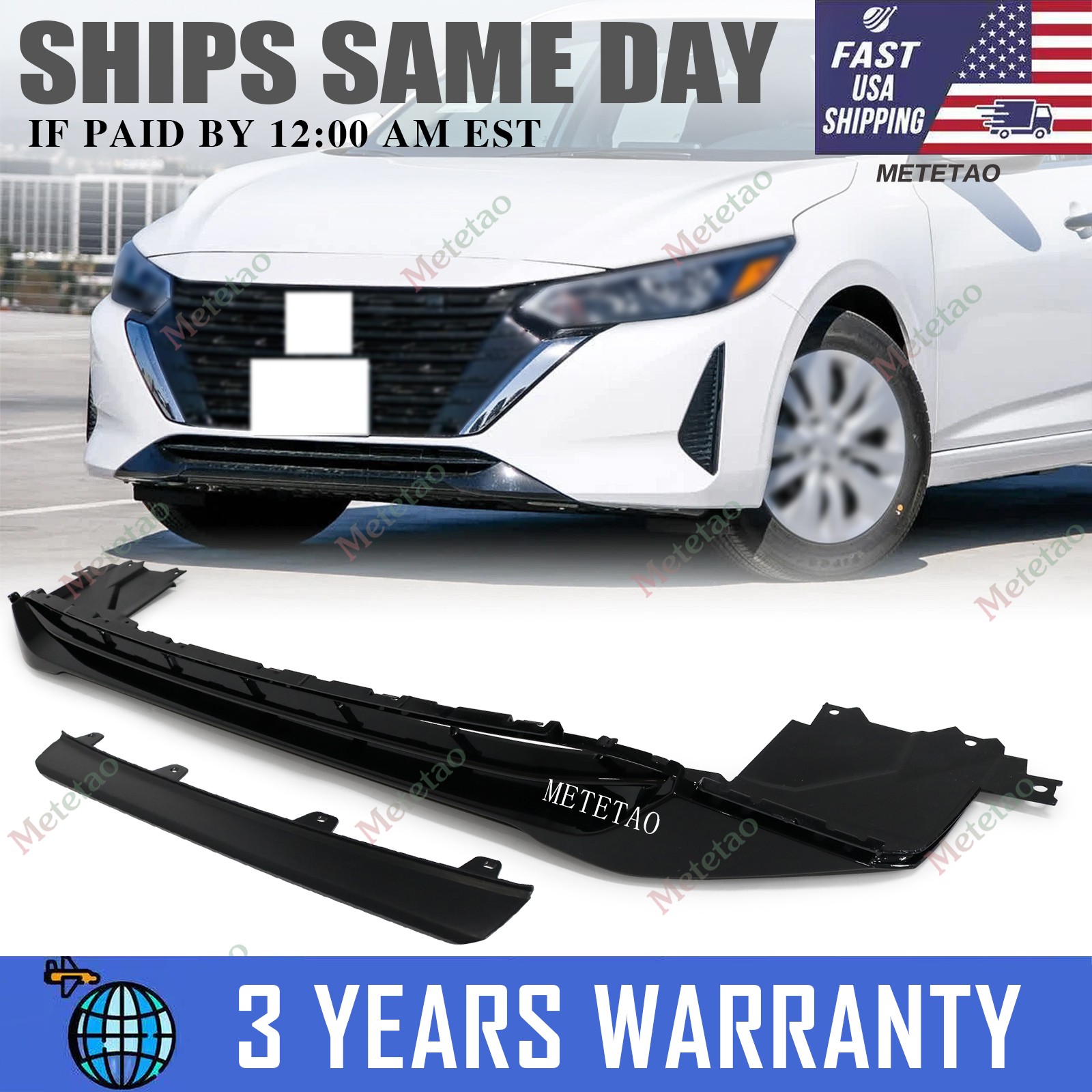 Fits 2024-2025 Nissan Sentra S SR SV Front Bumper Lower Grille 62254-6LY0A