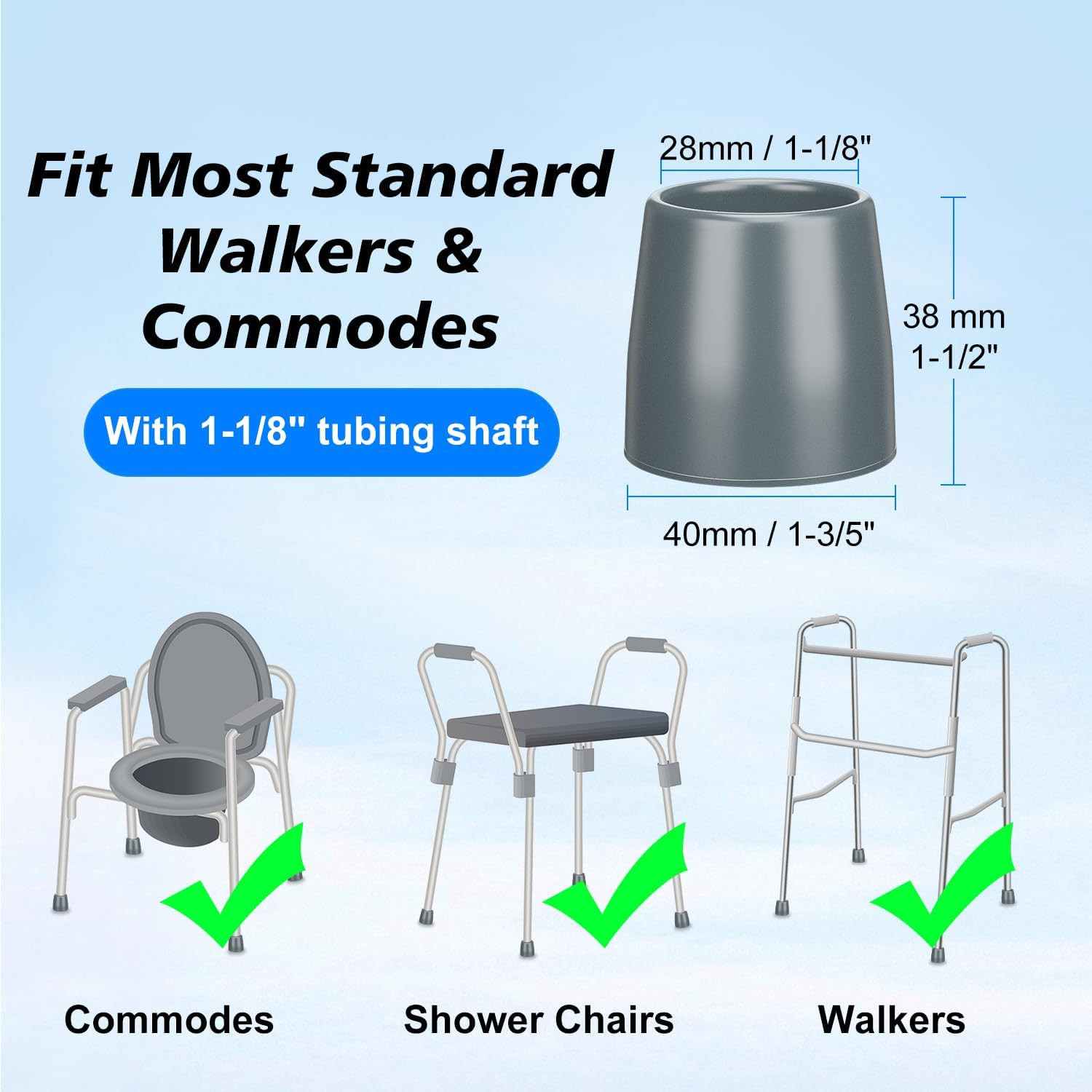 Rubber Walker Tips - Walker Feet Replacement - Walker Leg Caps - Heavy Duty A...