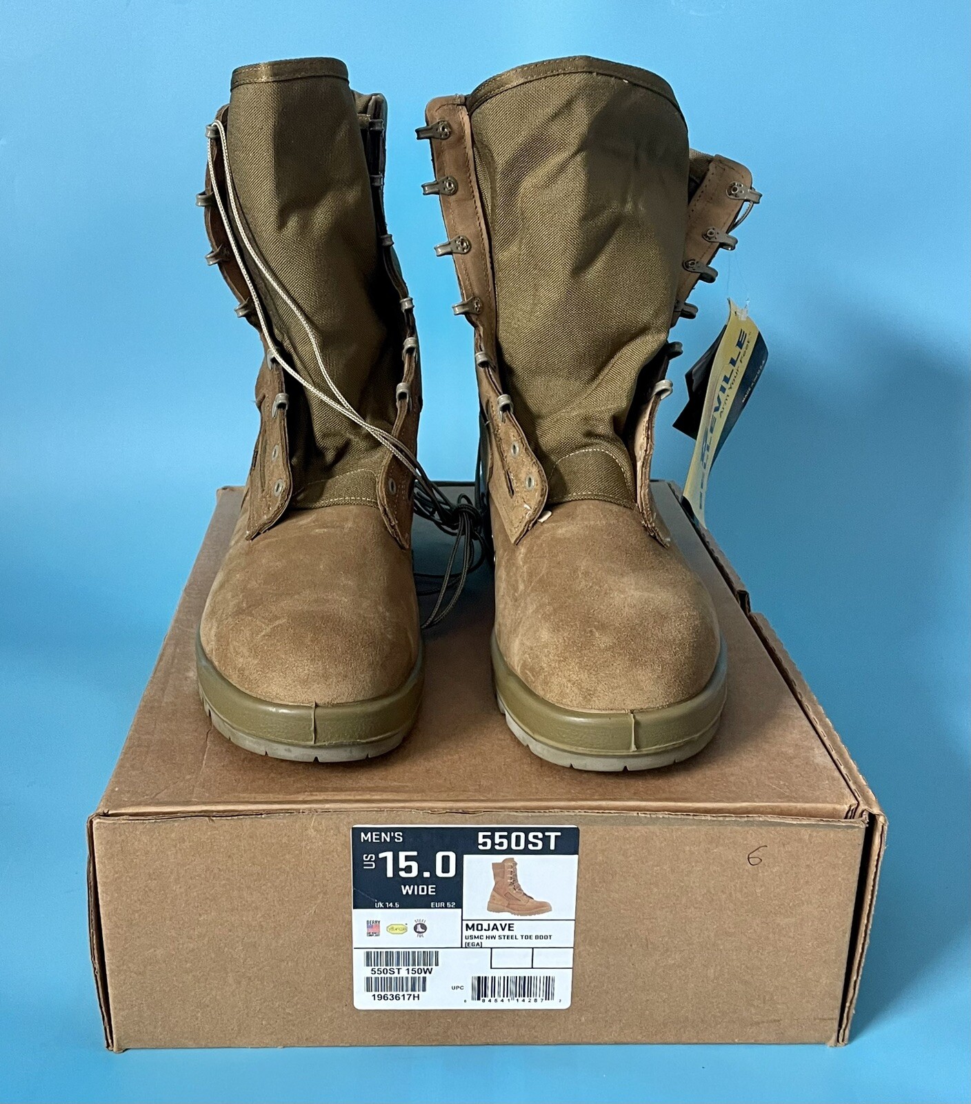 Belleville USMC Hot Weather Steel Toe Combat Boots 550ST — New w/ Box — Mens 15W