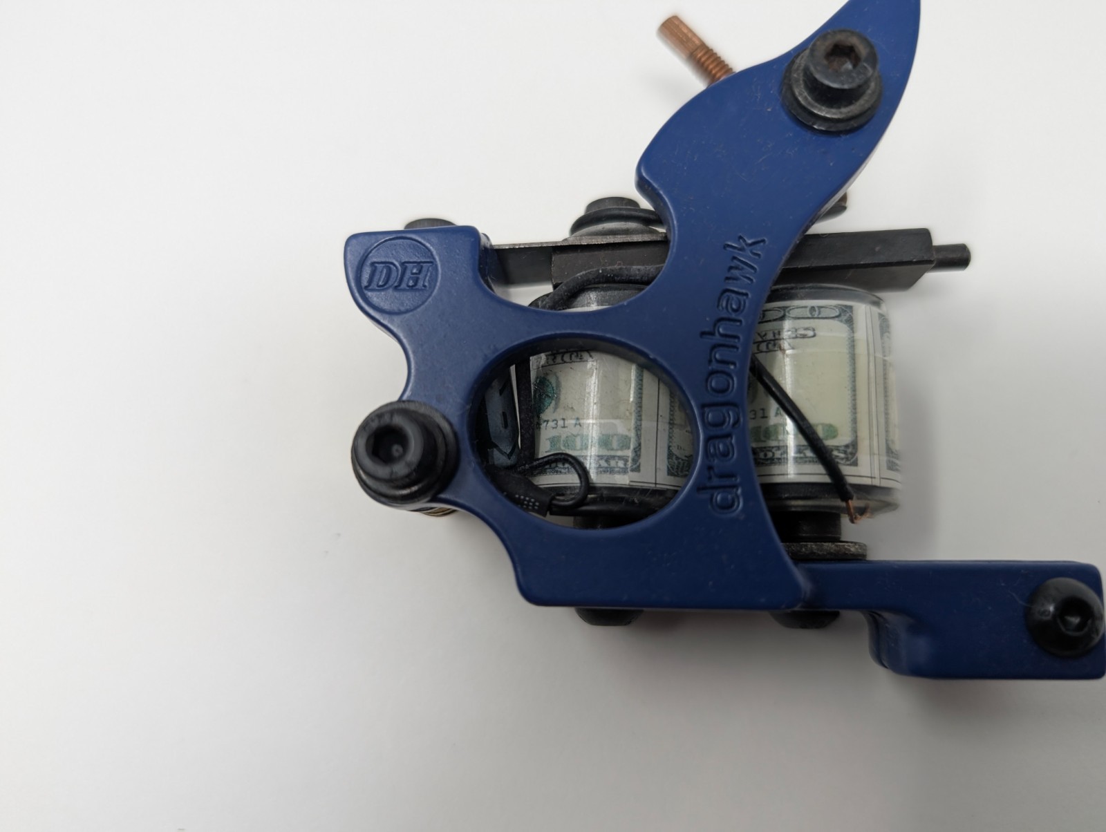 Dragonhawk DH Tattoo Machine Blue Custom 100 Bill Coils (E9)