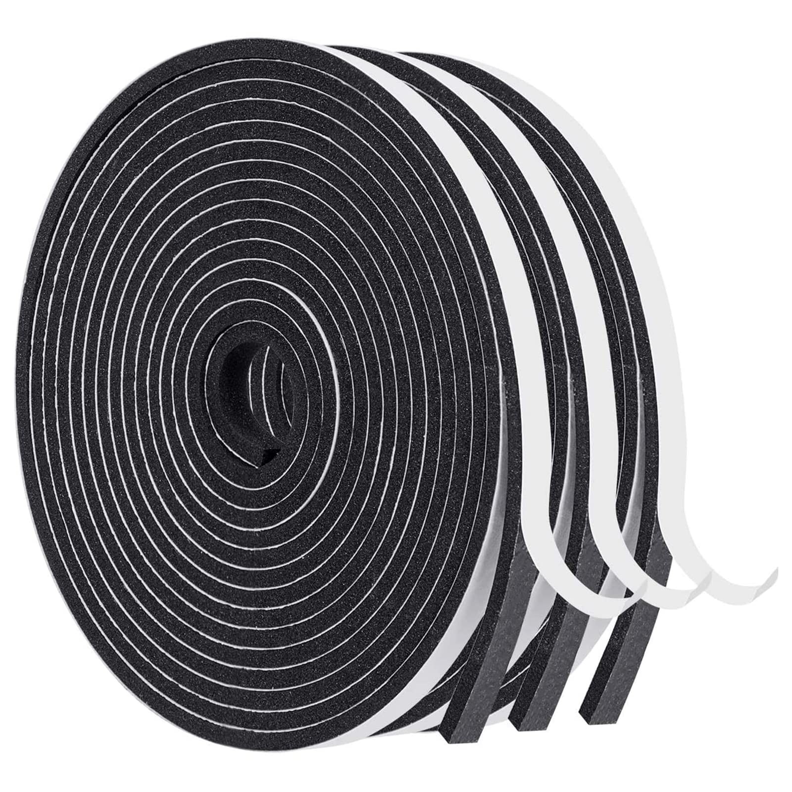 3 Rolls Adhesive Foam Tape 1/4 In Wide x 1/8 In Thick 50FT Total Black