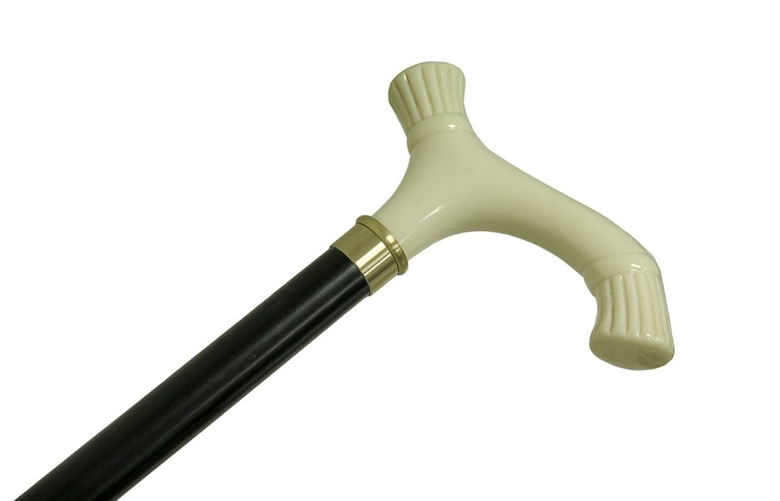 Churchill Black Hardwood Walking Stick/Cane Ivory,White