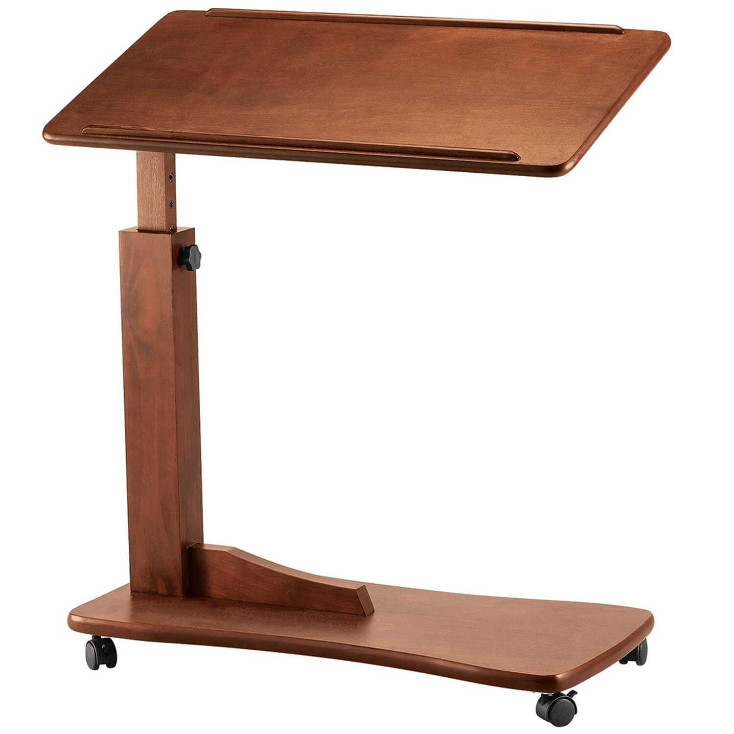 Side Accent Table, Adjustable C Shaped Design with Raised Rim, Small Table for L