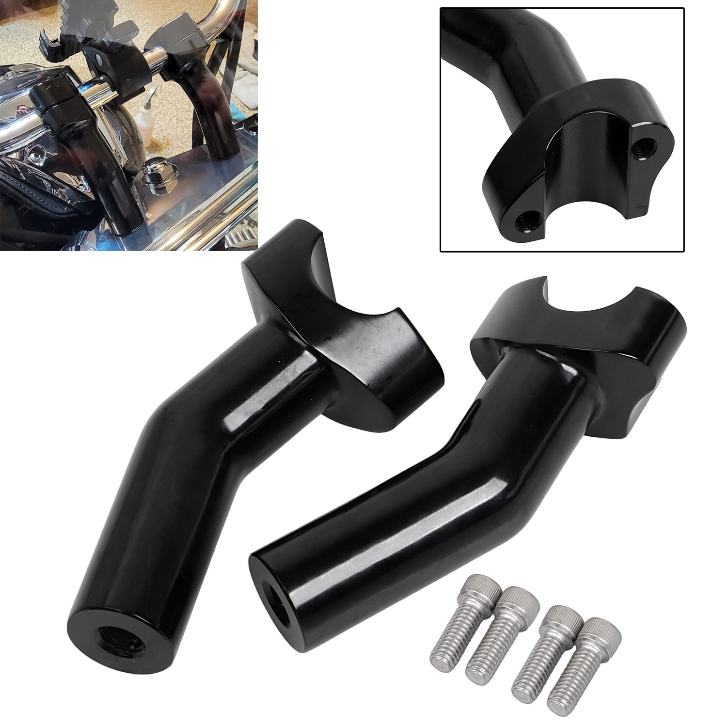 4.5" Tall Pullback Handlebar Risers For Harley Dyna Street Bob Heritage Softail