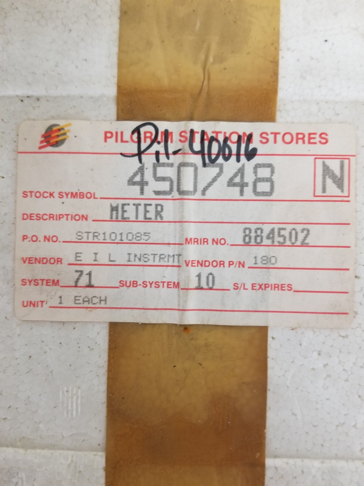 GE EIL Instruments G05290 Meter type 180 Blank Scale 0-10VDC