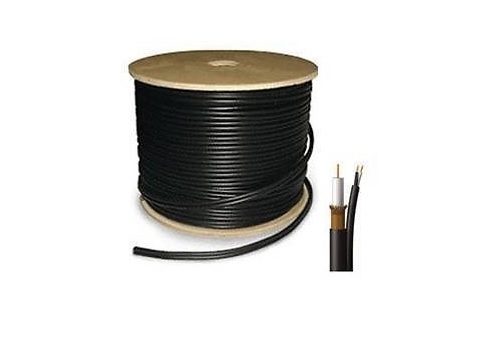 1000FT RG59 Siamese 20AWG + 2C/18AWG Coaxial Cable CCTV Black Color