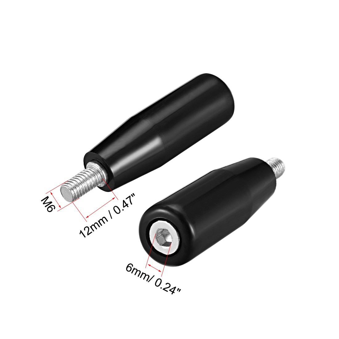 2 Pcs Revolving Handwheel Machine Handle M6 Male Threaded Stem