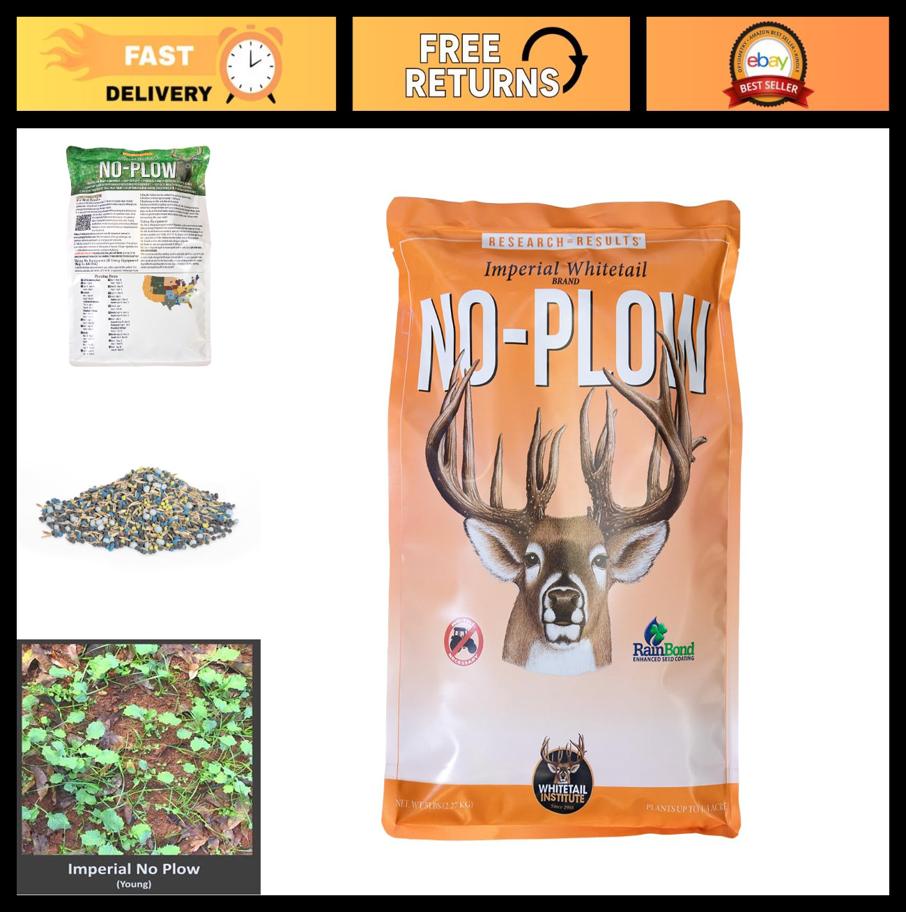 No-Plow Deer Food Plot Seed - Fast-Growing Annual Blend, Nutritious & Deer-Attra