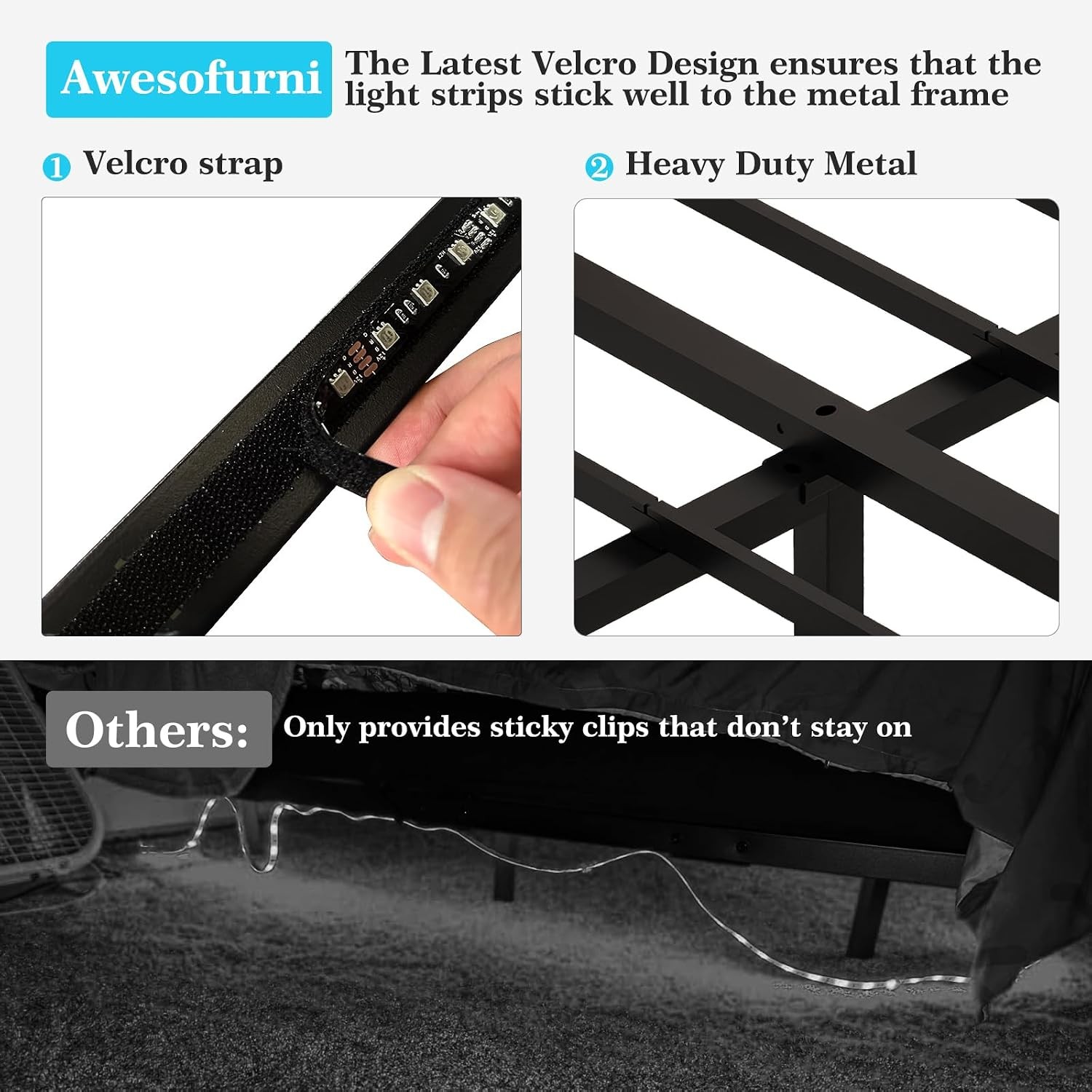 Floating Bed Frame Queen Size Queen Bed Frame with Smart LED Lights