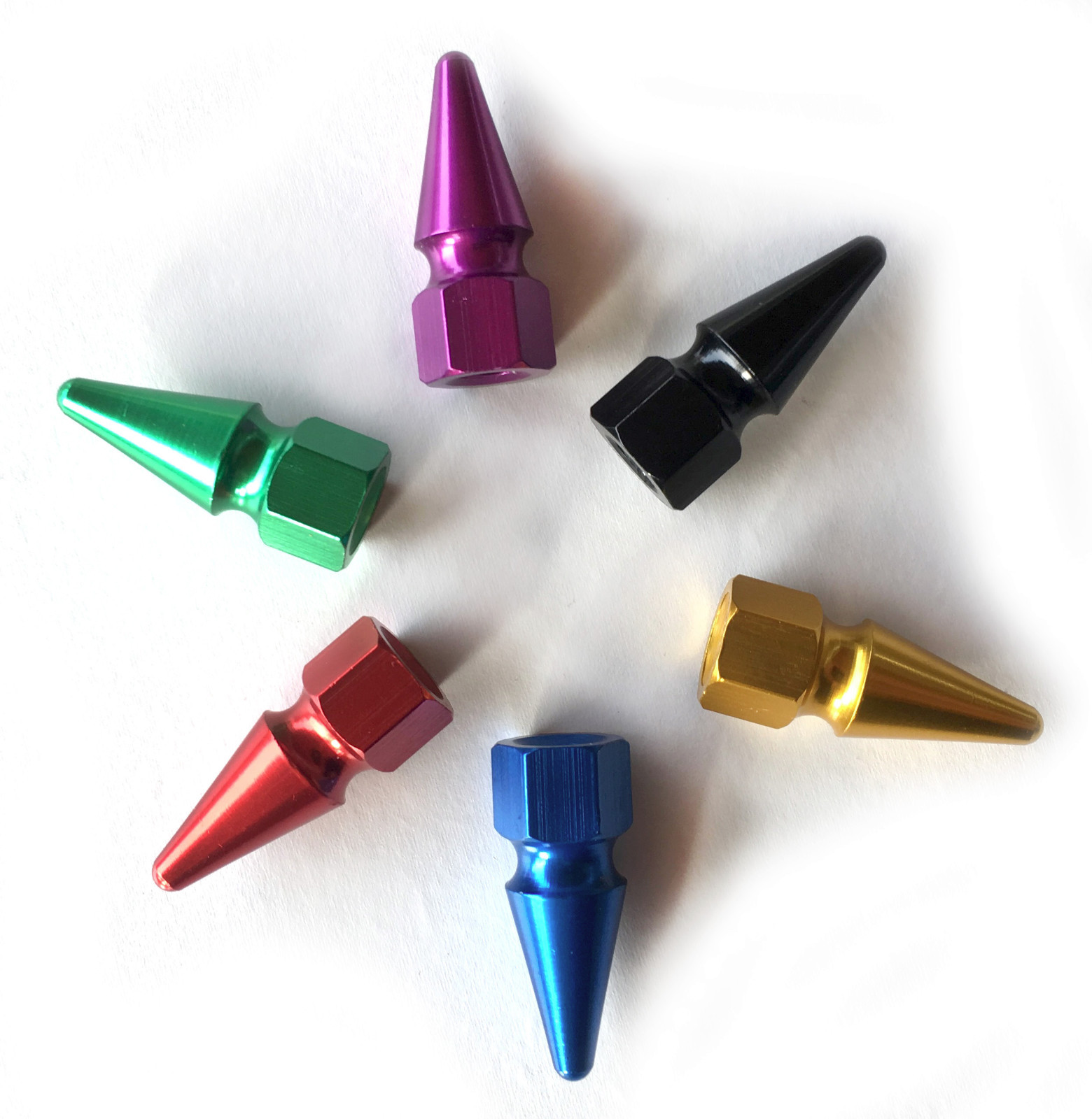 SPIKE NUTS 6mm Aluminum Anodized 10pack chopper bobber cafe M6 tuner engine bay