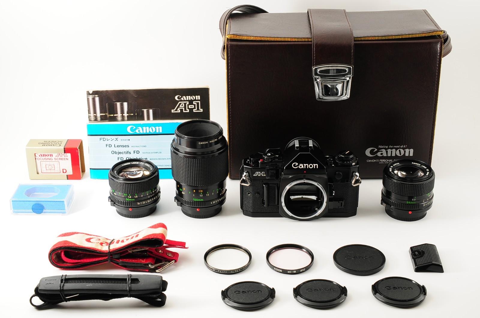 [US Duty Paid] Canon A-1 NFD 50mm f1.4 24mm f2.8 100mm f4 Macro JAPAN #375