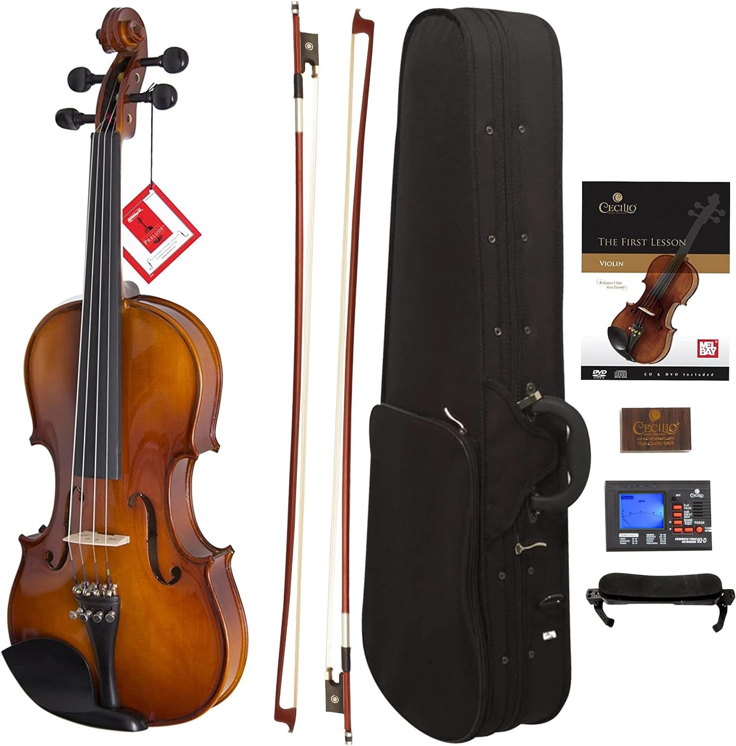 Cecilio Violin with D'Addario Prelude Strings, 1/2-size - Natural Varnish--