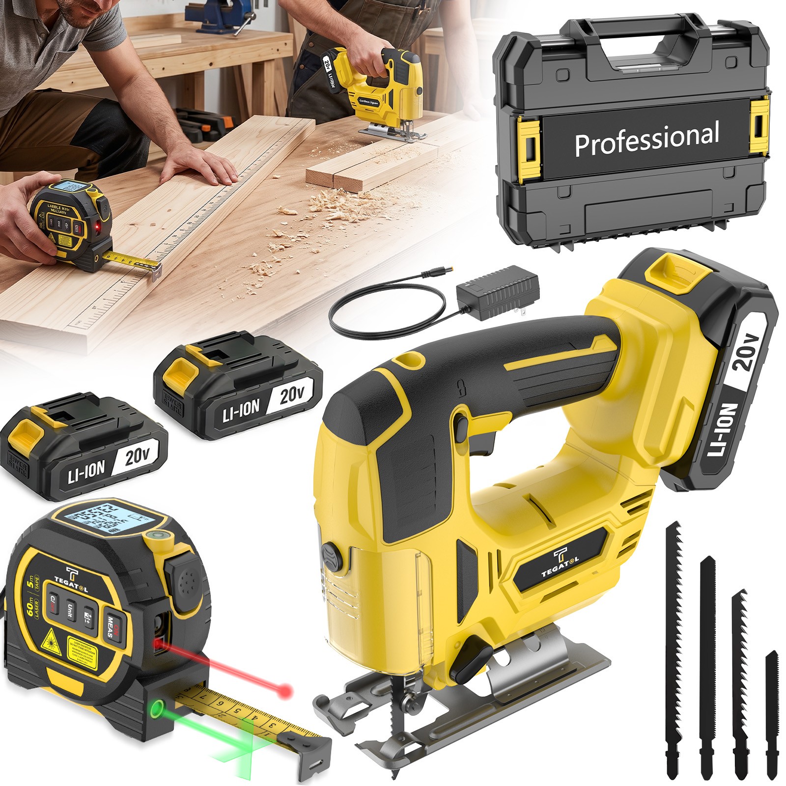 Cordless Curve Saw, 3-Speed Adjustable Speed Trajectory Movement Mode