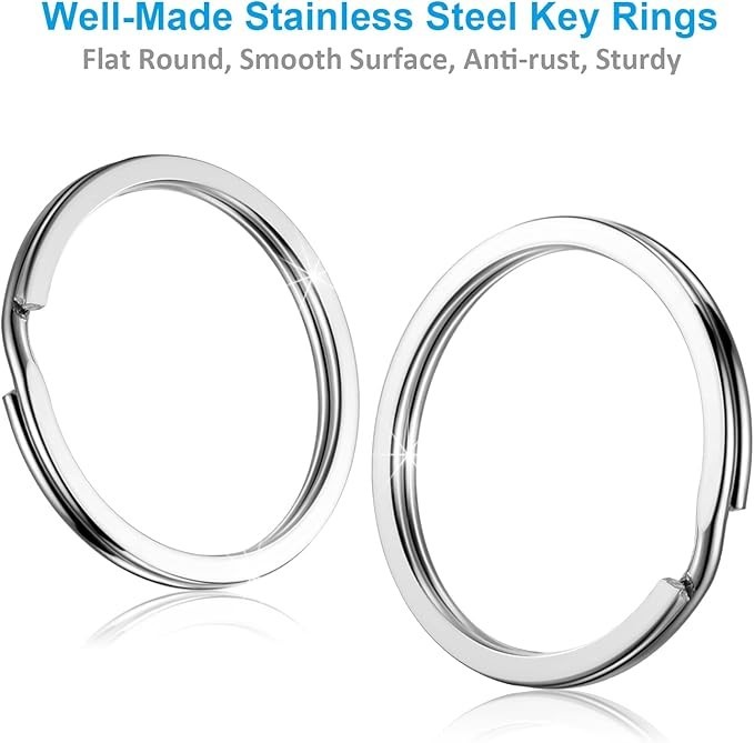 "Key Rings Stainless Steel Assortment Heavy Duty Split Keyring Loops, In 5 Small