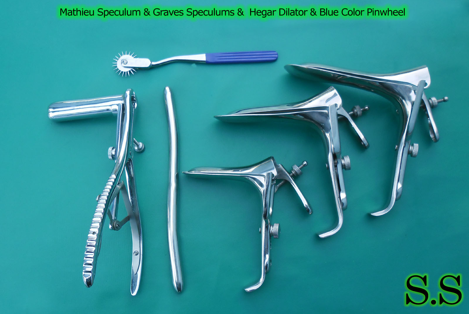 Mathieu Speculum Graves Hegar Dilator Sound  Blue Pin wheel