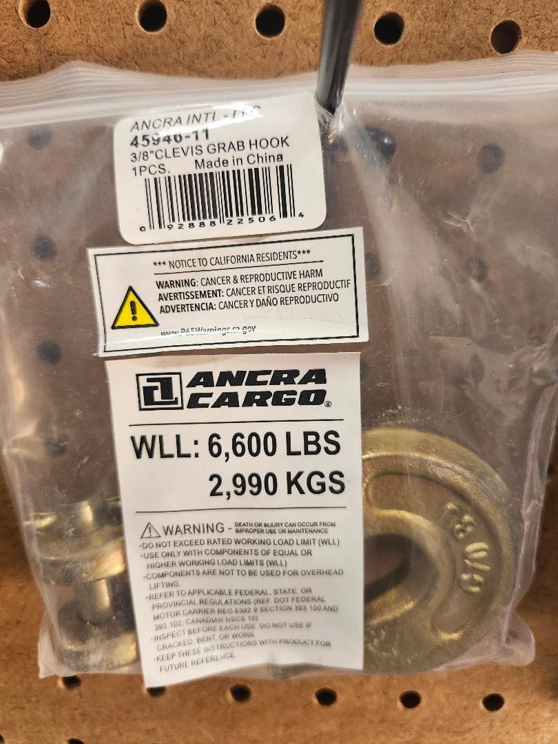 NEW Ancra Cargo 45946-11 Grade 70 3/8" Clevis Hook