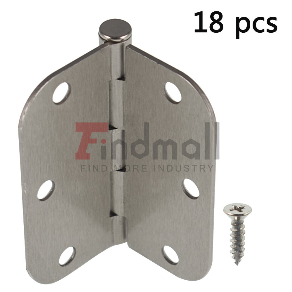 18 Pcs 3.5 Inch Satin Nickel iron Door Hinges with 5/8" Radius Corners