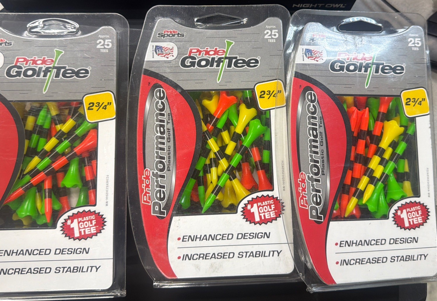 A Lot Of 3 Pack Of Pride Sports Golftee 2 3/4 25Ct Each. Golf Tees