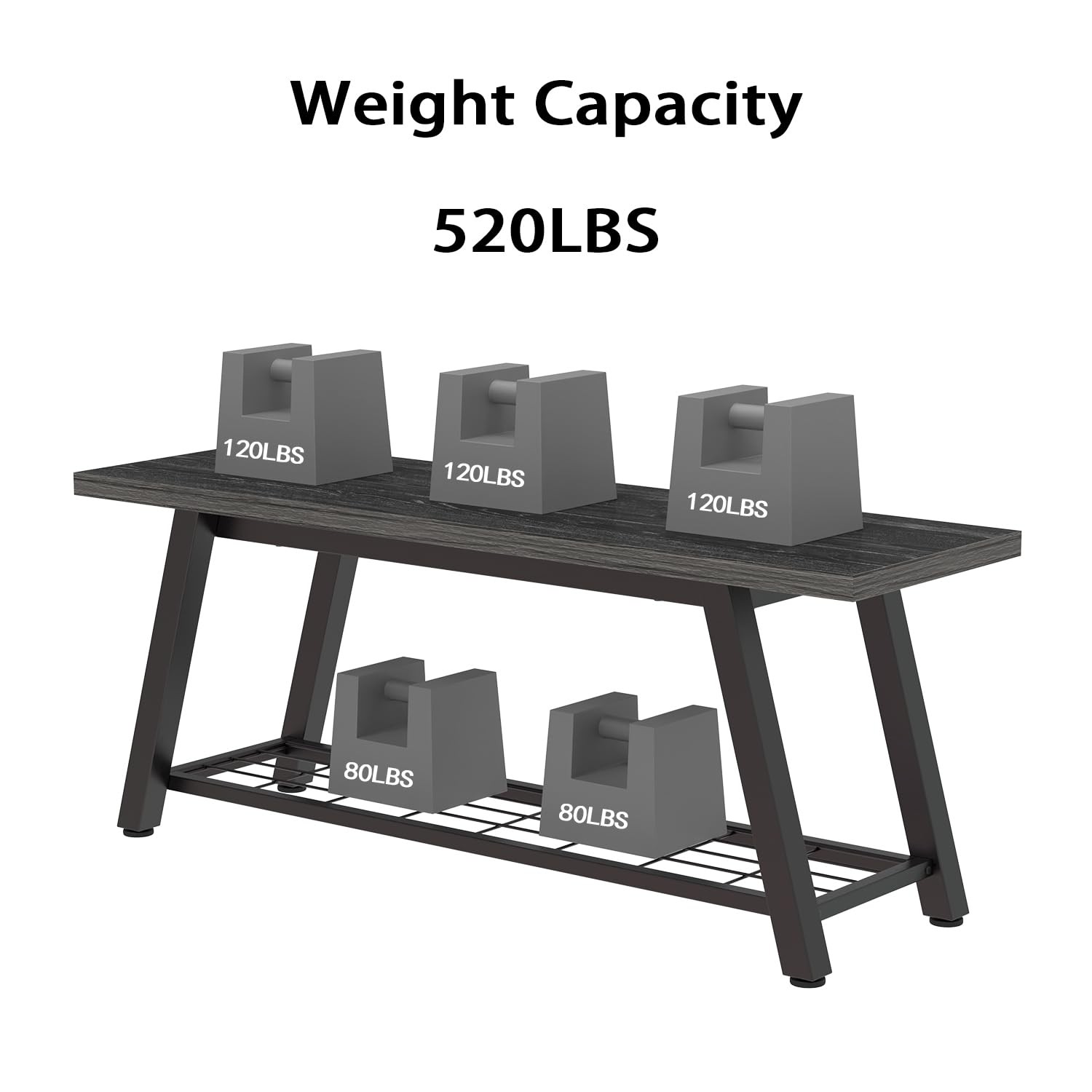 Oastreeful Industrial Entryway Bench Charcoal Black
