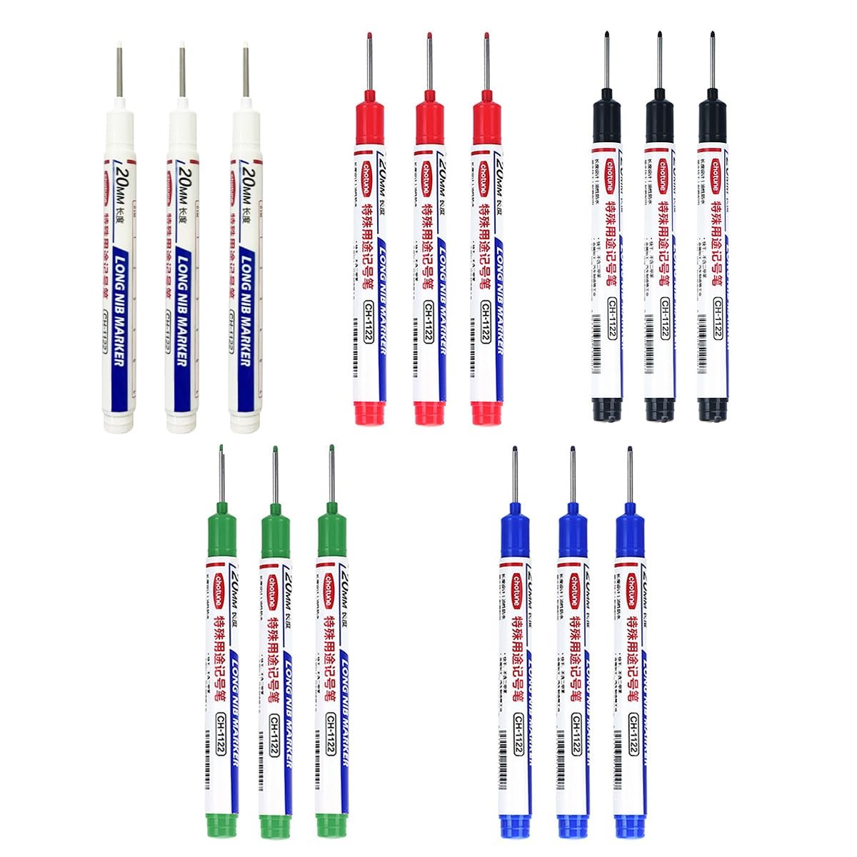 Long Head Deep Hole Marker Pens, 15PCS Long Nib Marker 20mm Quick Dry Waterpr...