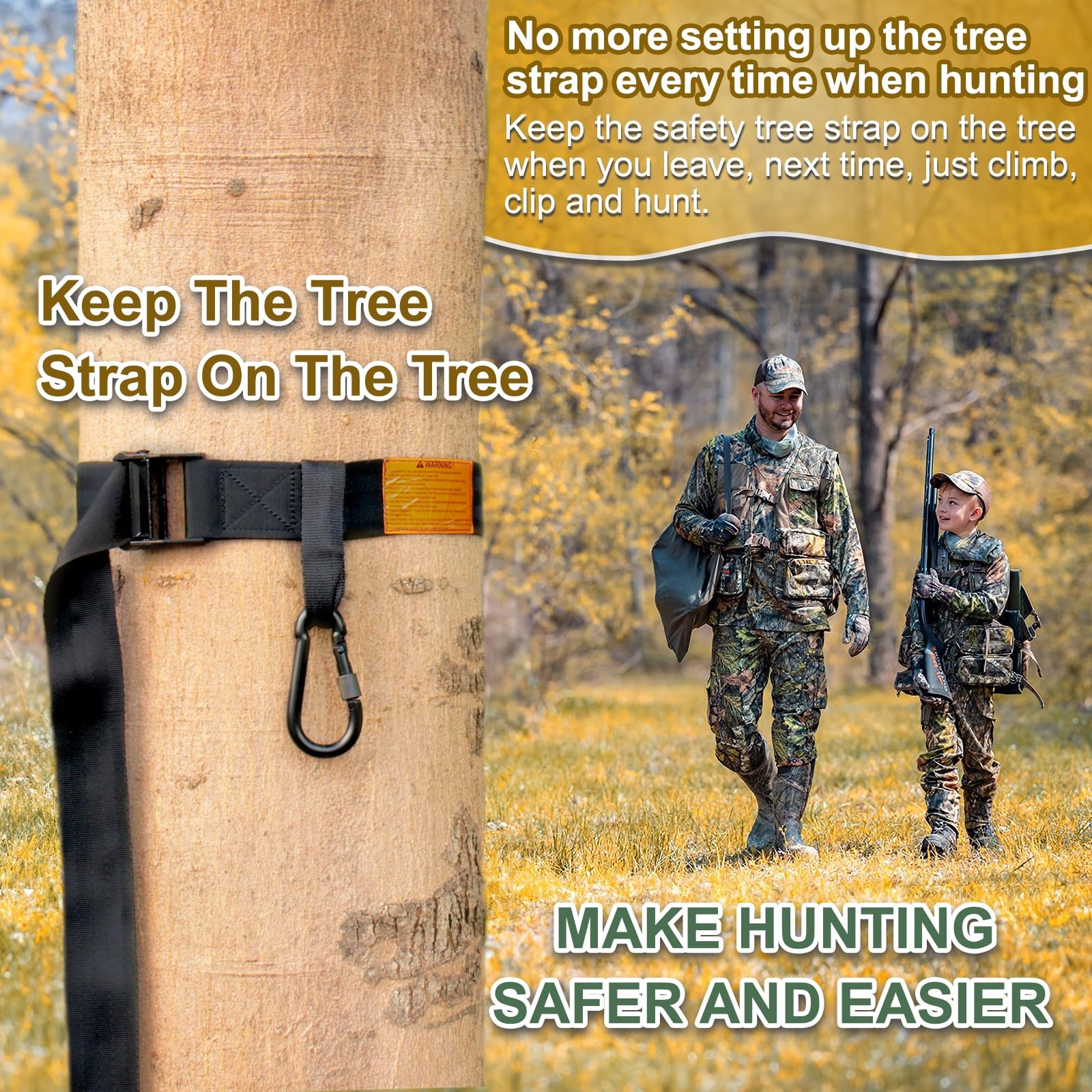 Seaperk Tree Strap - Hunting Safety Harness, Stand - Make Black