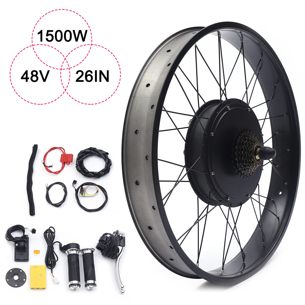 26" Rear Hub Motor LCD E-Bike Electric Bicycle Conversion Kit Fat Tire 48V 1500W