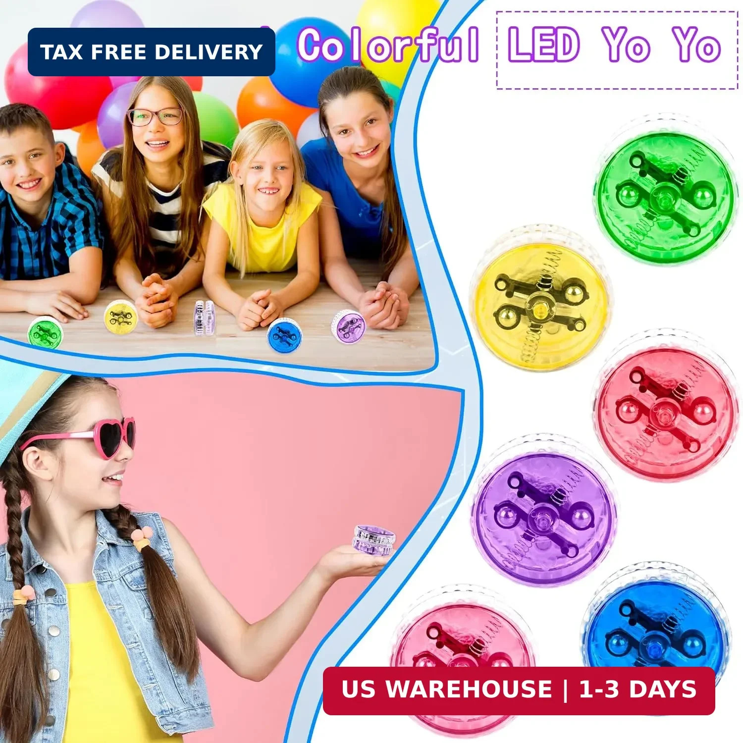 24 Pack Led Light up Yo Yo Colorful Beginner Yo Yo Ball Light up Responsive Ball