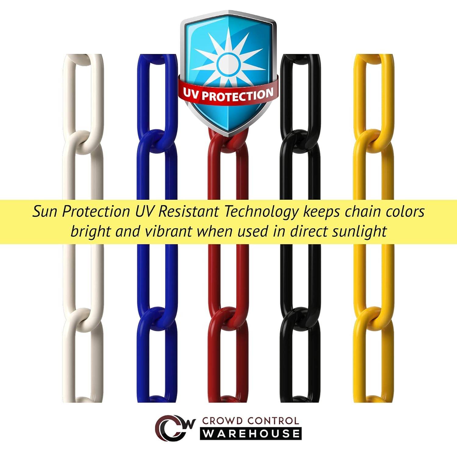 Plastic Stanchion Set 6 Black 2.5" Diameter w/ 50ft Chain Crowd Control