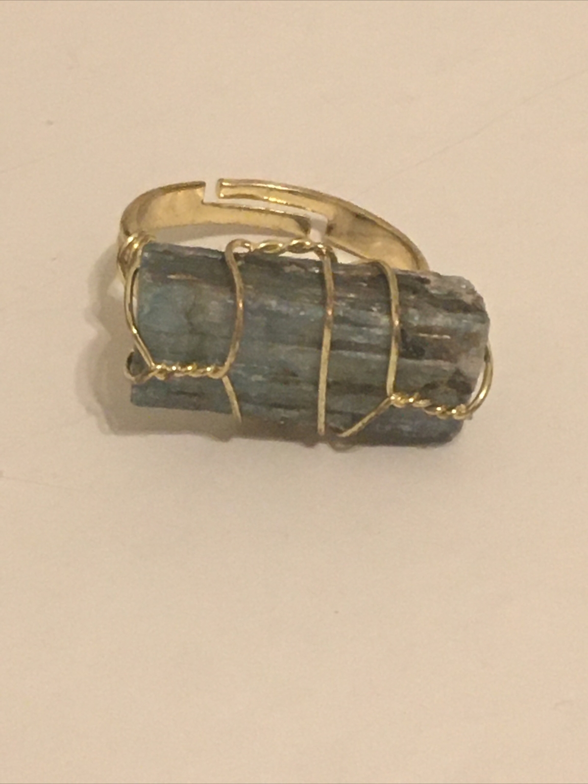 apatite raw stone wire wrapped ring adjustable to size 6,7 &8