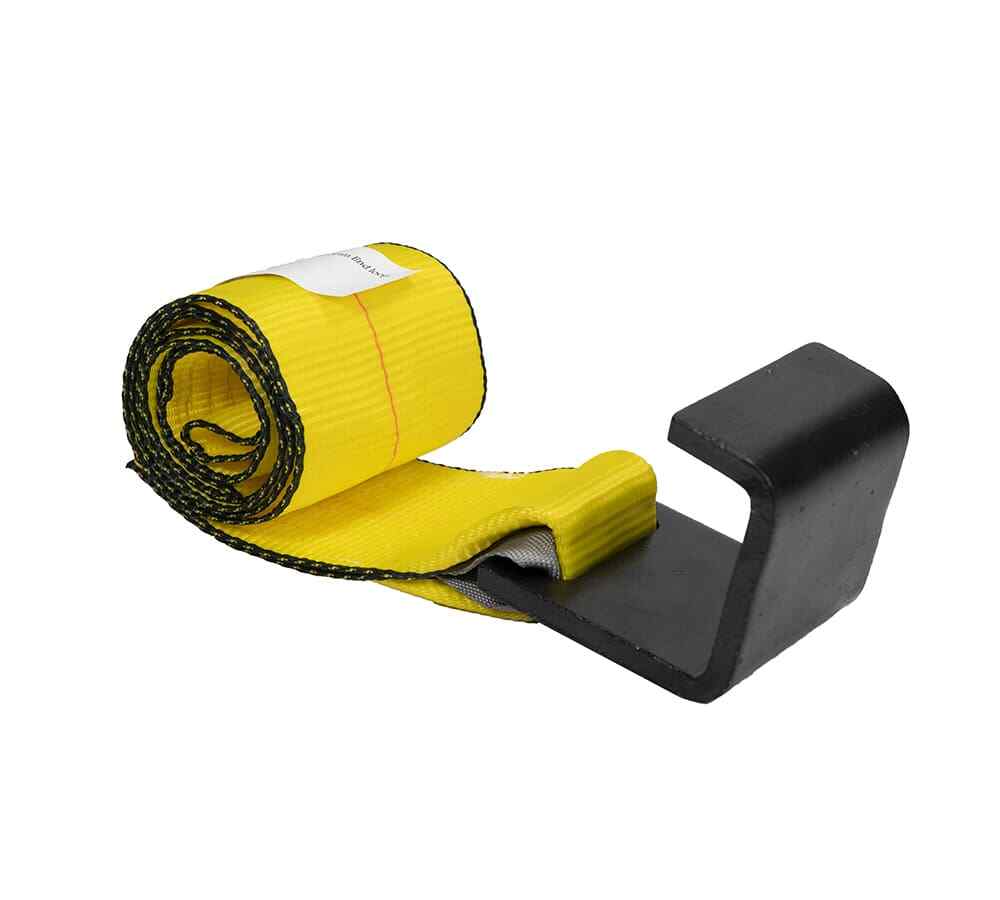 (10 Pack) 4" x 5' Roll Off Container Yellow Winch Strap w/ Large Flat Hook fo...