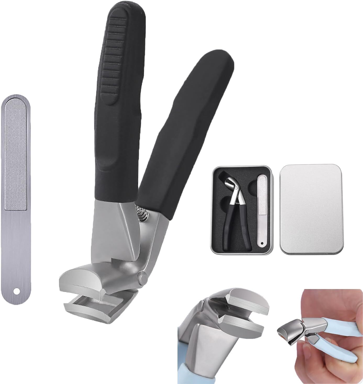 Outfany Pro Nail Clippers, Large Angled Head Toenail Clippers with Wide Opening
