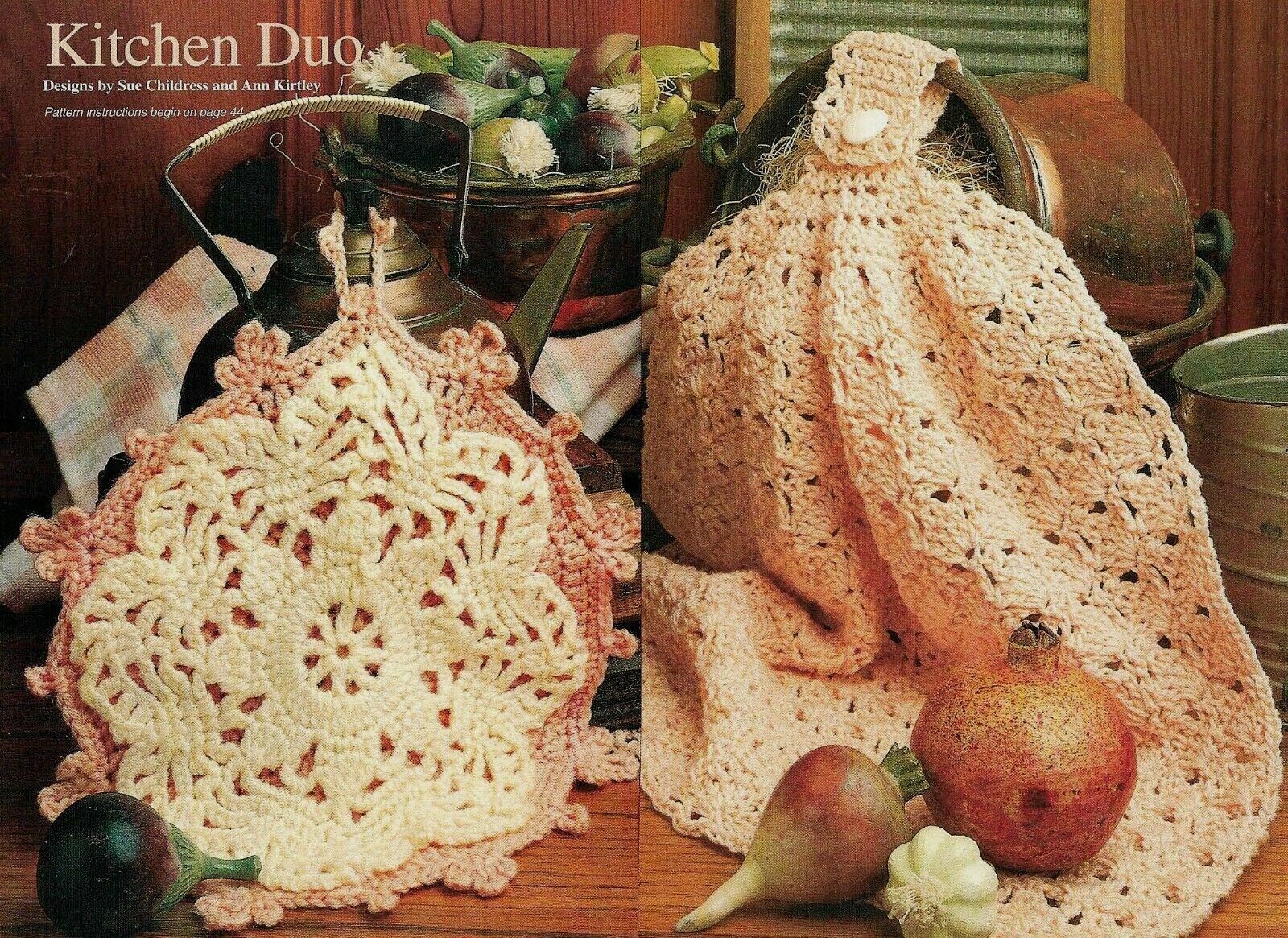 KITCHEN DUO POT HOLDER & TOWEL DIGEST SIZE CROCHET PATTERN INSTRUCTIONS
