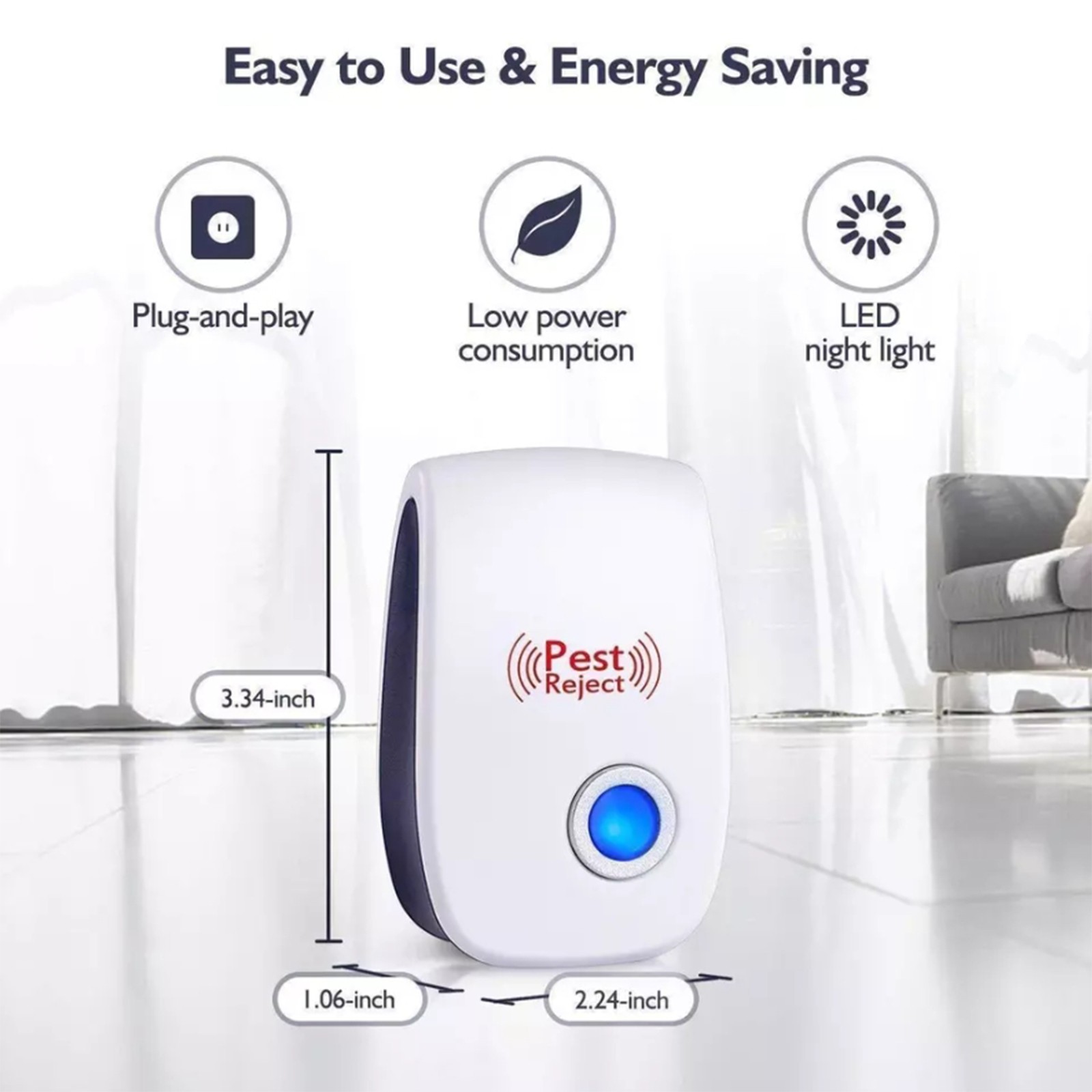 4 Pack Ultrasonic Pest Reject Control Electronic Repeller Mosquito Cockroach Rat