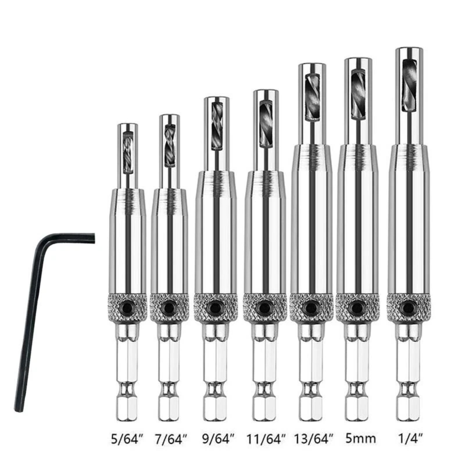 5mm, 13/64in New Durable Self Centering Hinge Hardware Drill Bit Set Kit