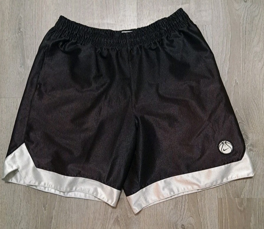 Vtg Nike Basketball Shorts Mens XL Black White 2000s Y2K  Embroidered Logo