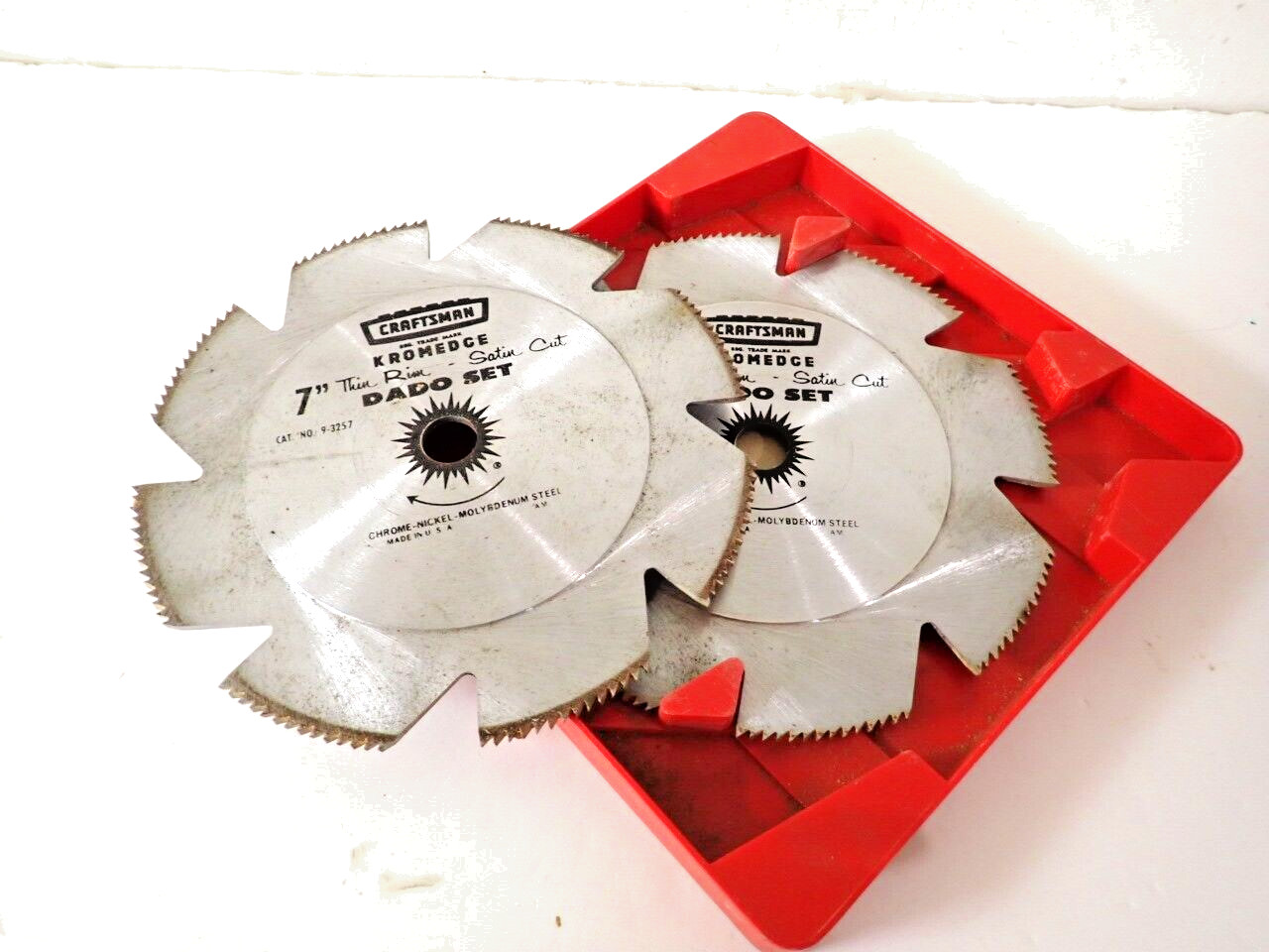 Vintage Craftsman No. 9-3257 Kromedge 7" Thin Rim Satin Cut Set Of 2 Blades