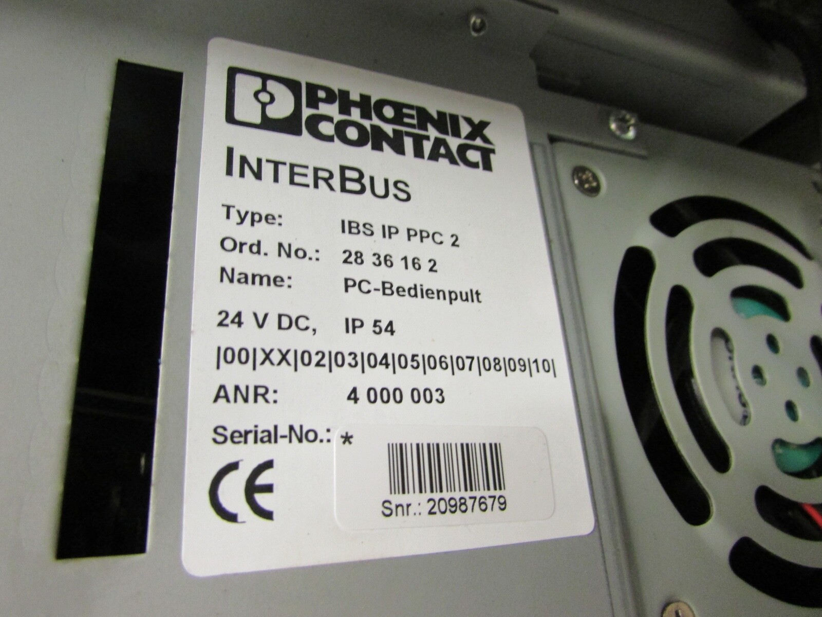 PHOENIX CONTACT OPERATOR INTERFACE TERMINAL PANEL CONTROLLER, IBS-IP-PPC-2