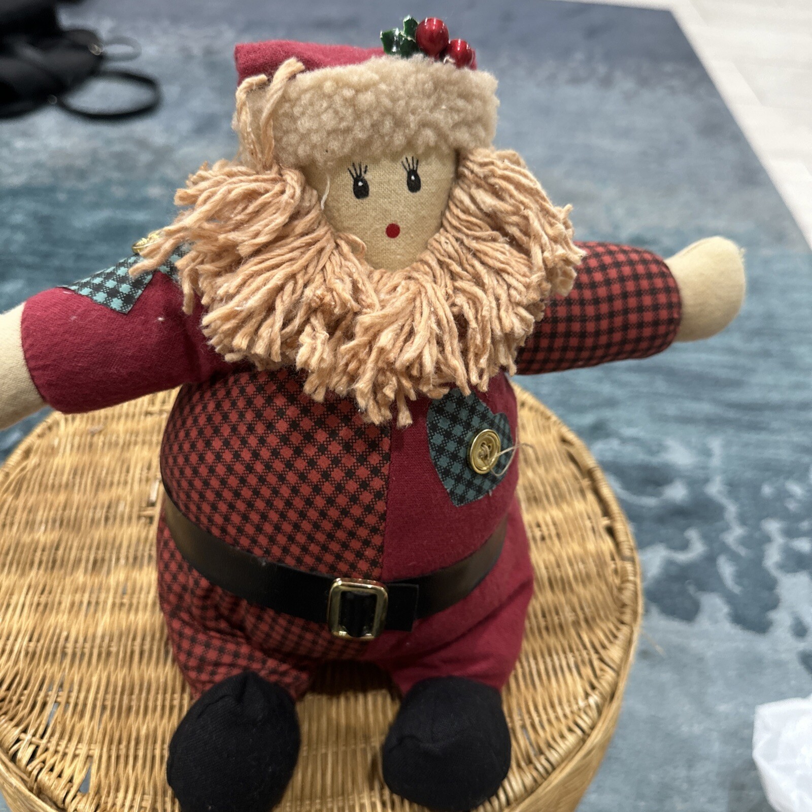 DanDee Homespun Creations Holiday Bean Bag- Santa Wearing Plaid! Door Stopper