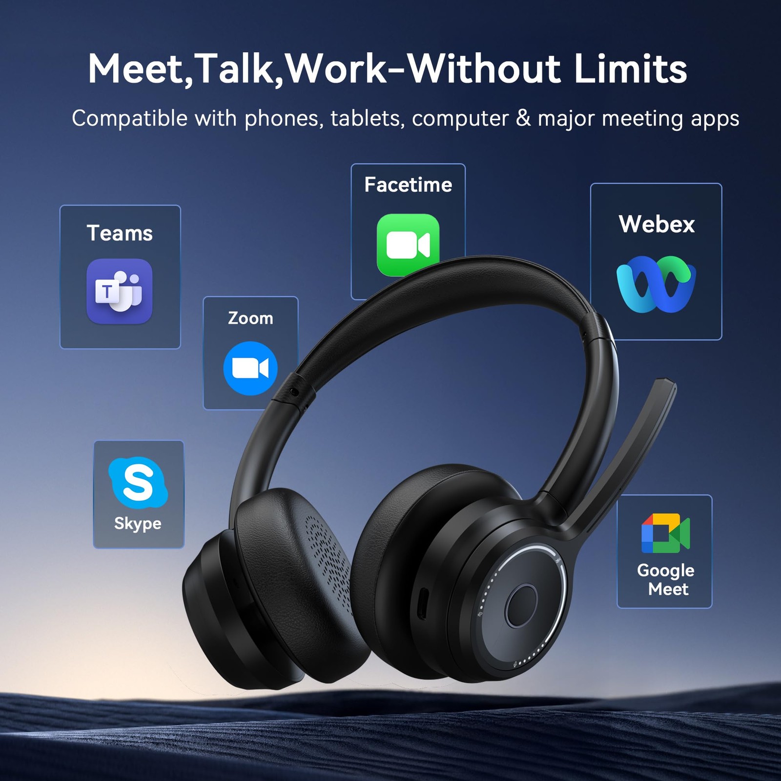 (2026 Upgraded) Wireless Headset with Mic for Work, Bluetooth Headset with No...